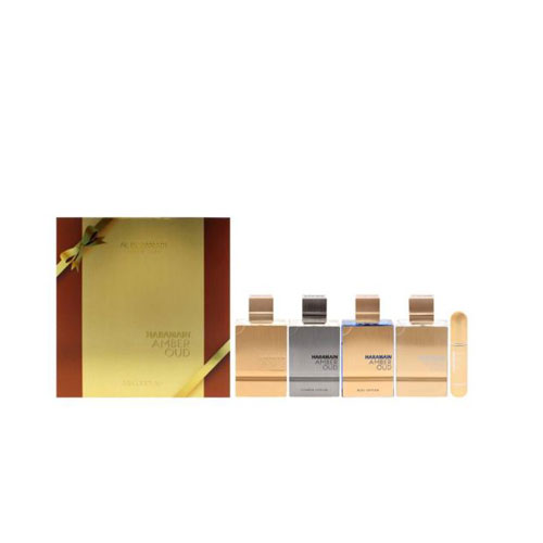 SET AL HARAMAIN AMBER OUD COLLECTION MEN ( 4 PC )4 X2.0 EDP SP(GOLD,BLEU,WHITE,CARBON) (WITH ATOMIZER & BRIEFCASE)