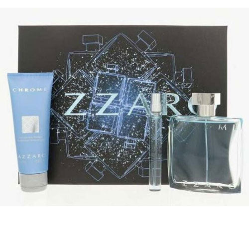 SET AZZARO CHROMECMEN ( 3 PC ) 3.4 OZ EDT SP / 2.5  OZ SHAMPOO /0.33 OZ EDP SP