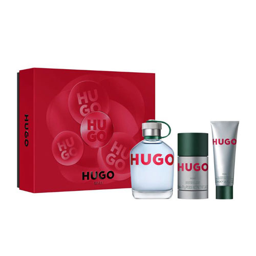 SET HUGO BOSS MEN GREEN ( 3 PC )4.2 OZ EDT /2.4 OZ DEO / 1.6 OZ SG